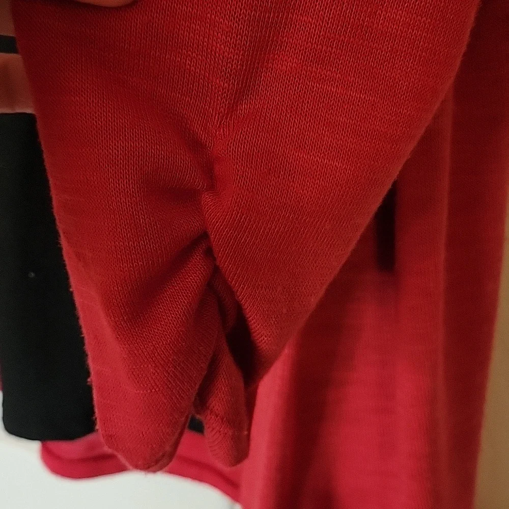 Kim Rogers Blouse Medium Knit Layered Look Black Red